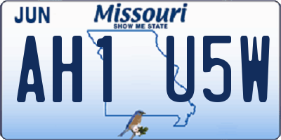 MO license plate AH1U5W