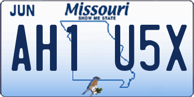 MO license plate AH1U5X