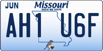 MO license plate AH1U6F