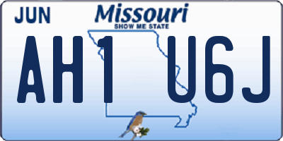 MO license plate AH1U6J