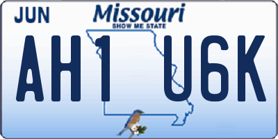 MO license plate AH1U6K