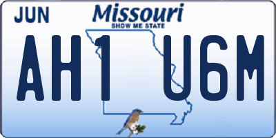 MO license plate AH1U6M