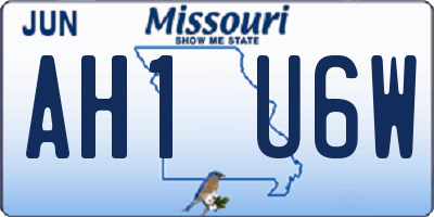 MO license plate AH1U6W