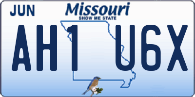 MO license plate AH1U6X