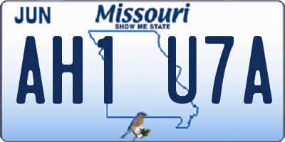 MO license plate AH1U7A