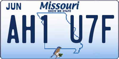 MO license plate AH1U7F