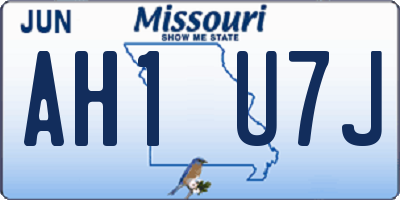 MO license plate AH1U7J