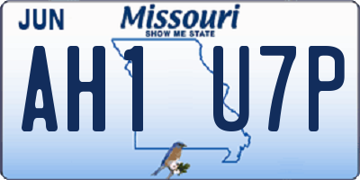 MO license plate AH1U7P