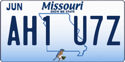 MO license plate AH1U7Z