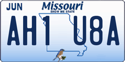 MO license plate AH1U8A