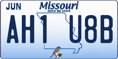 MO license plate AH1U8B