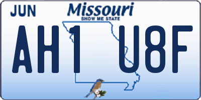 MO license plate AH1U8F