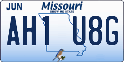 MO license plate AH1U8G