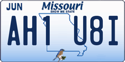 MO license plate AH1U8I