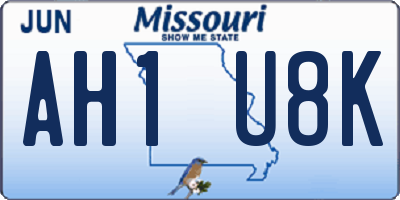 MO license plate AH1U8K