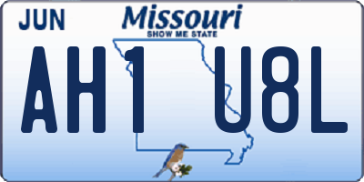 MO license plate AH1U8L