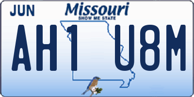 MO license plate AH1U8M