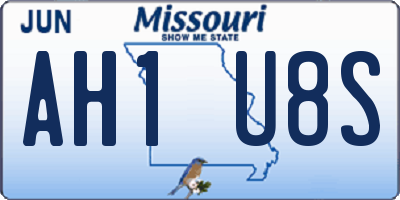 MO license plate AH1U8S