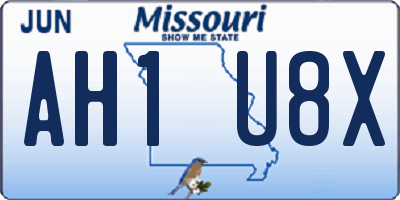 MO license plate AH1U8X