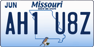 MO license plate AH1U8Z