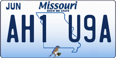 MO license plate AH1U9A