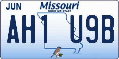 MO license plate AH1U9B