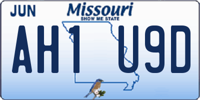 MO license plate AH1U9D