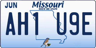 MO license plate AH1U9E