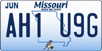 MO license plate AH1U9G