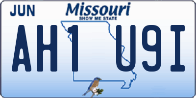 MO license plate AH1U9I