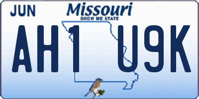 MO license plate AH1U9K