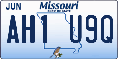 MO license plate AH1U9Q