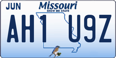 MO license plate AH1U9Z