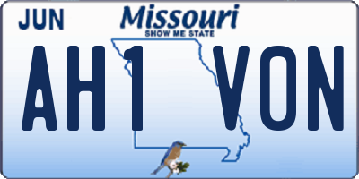 MO license plate AH1V0N