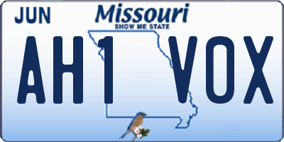 MO license plate AH1V0X