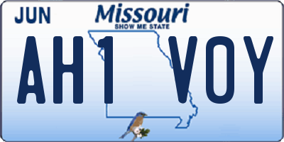 MO license plate AH1V0Y