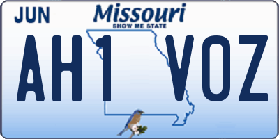 MO license plate AH1V0Z