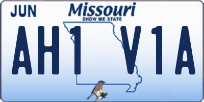 MO license plate AH1V1A