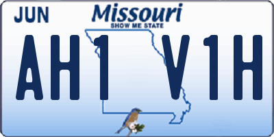 MO license plate AH1V1H