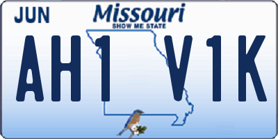 MO license plate AH1V1K