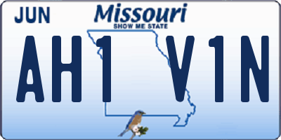 MO license plate AH1V1N