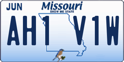 MO license plate AH1V1W