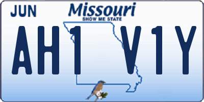 MO license plate AH1V1Y