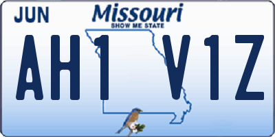 MO license plate AH1V1Z