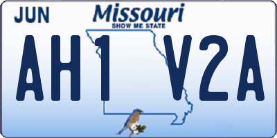 MO license plate AH1V2A