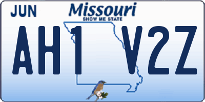 MO license plate AH1V2Z