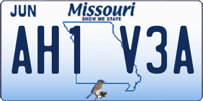 MO license plate AH1V3A