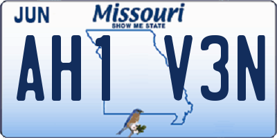 MO license plate AH1V3N