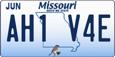 MO license plate AH1V4E