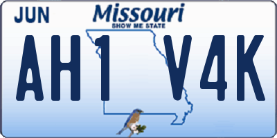MO license plate AH1V4K